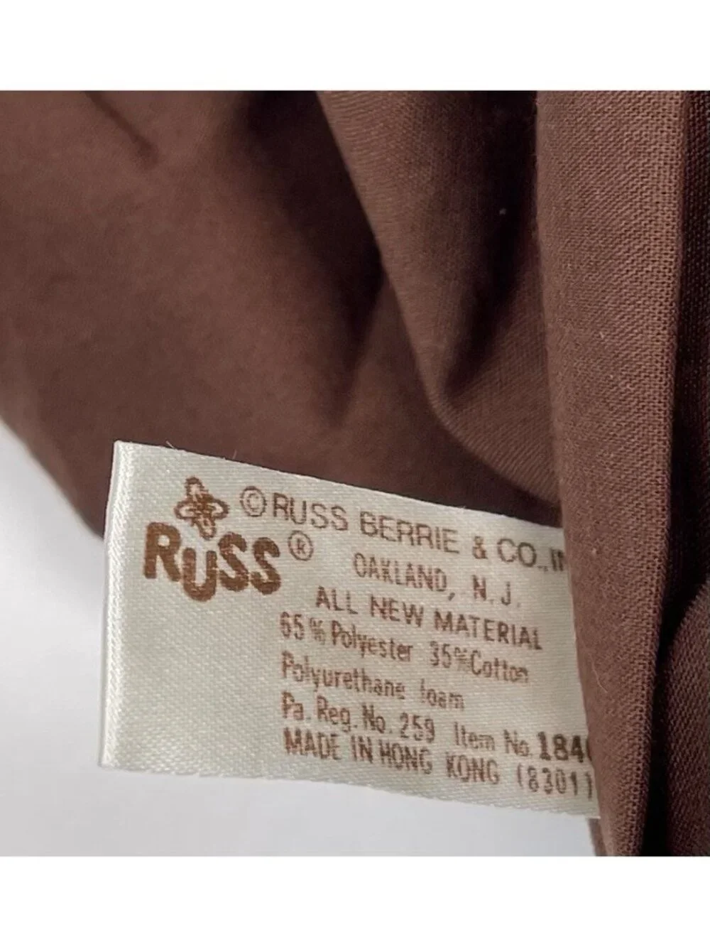 VTG Russ Berrie BAXTER Dog Pajama PJ Tote Hanging Organizer BAG Brown Cloth 22